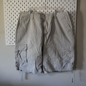 Pro Club Cargo Shorts Tan Size 42 Relaxed Fit‎ Utility Pockets Drawstrings Hems